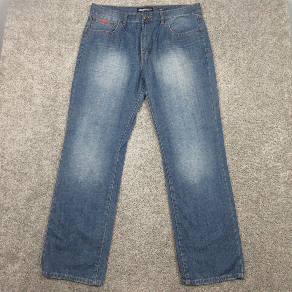 Ecko Unltd Jeans Mens 38x32 Blue Relaxed Straight Faded Streetwear Denim Pants